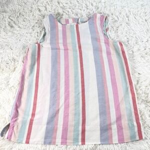 Ellen Tracy Linen Striped Button Back Sleeveless Tunic Top Medium Resortwear